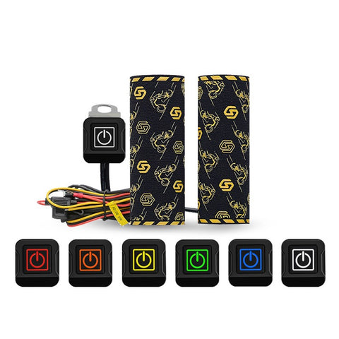 WUPP CSZH-974B2 Pattern Design 12V Motorcycle Heating Pad 5+1 Gear Handlebar Heated Grips with Memory Function, 1.5m ACC Cable