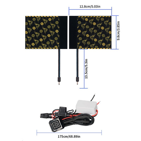 WUPP CSZH-974C1 20-90V 5+1 Gear Motorcycle Handlebar Heating Grips Pattern Design Heated Grip with Memory Function, 80cm ACC Cable