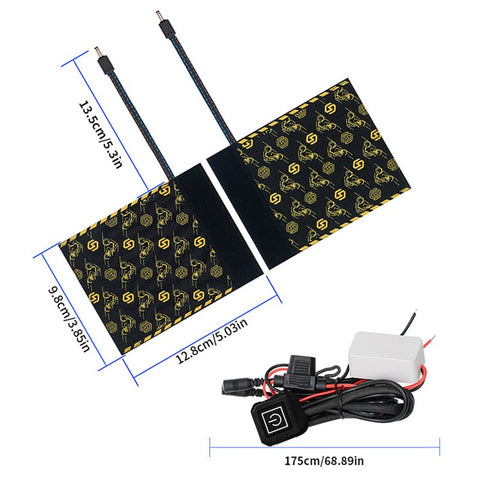 WUPP CSZH-974C1 20-90V 5+1 Gear Motorcycle Handlebar Heating Grips Pattern Design Heated Grip with Memory Function, 80cm ACC Cable