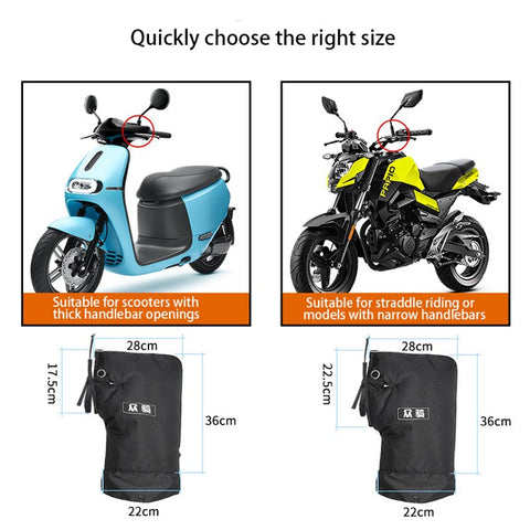 WUPP CS-1472B1 1 Pair Large Opening Motorcycle Handlebar Glove Cover Cycling Handlebar Warm Muff