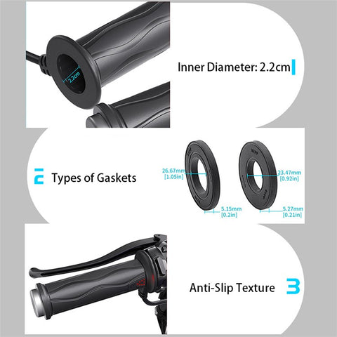 WUPP CSZH-1823B2 1 Pair Motorcycle Heated Grips 22mm Universal Silicone Handlebar Warmers