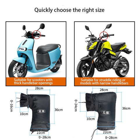 WUPP CS-1780A1 1 Pair ATV Handlebar Gloves Waterproof Winter Snowmobile Hand Muffs, Large Opening