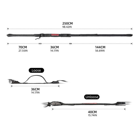 RHINOWALK MTR005BK Motorcycle Rear Rack Luggage Fixing Band Pannier Bag Fasten Strap with Metal Buckle