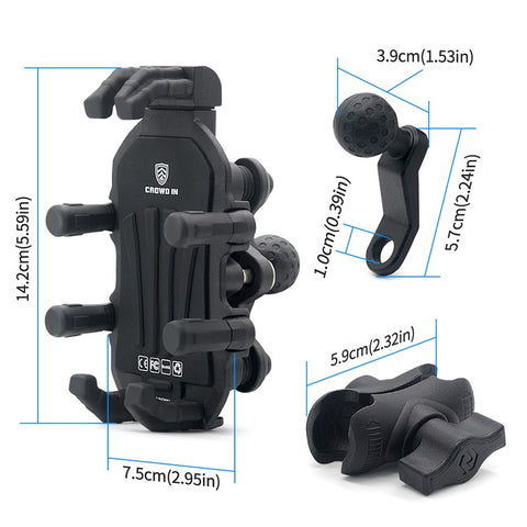 WUPP CS-1990B1 Motorcycle Rearview Mirror Phone Holder Aluminum Alloy Anti Shake Phone Mount