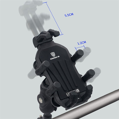 WUPP CS-1990A1 Motorcycle Handlebar Phone Mount Clamp Aluminum Alloy Anti-Shake Bike Phone Holder