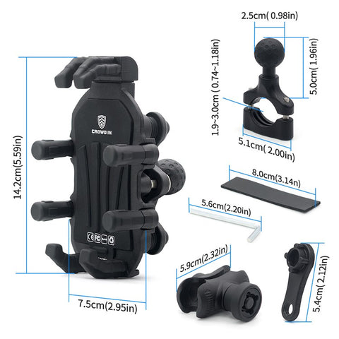 WUPP CS-1990C1 Bicycle Handlebar Phone Holder with Anti-theft Knob Design for Motorcycle / Scooter