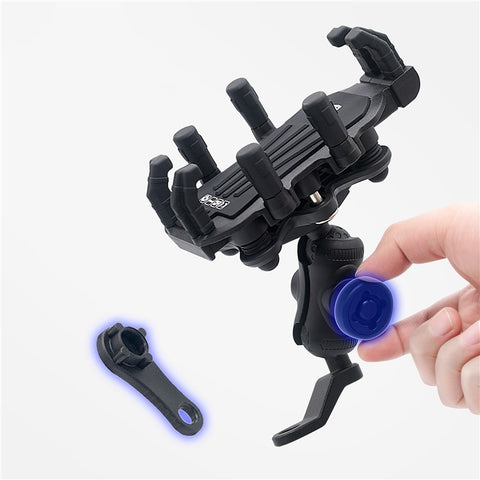 WUPP CS-1990D1 Anti-theft Motorcycle Phone Holder Rearview Mirror Aluminum Alloy Phone Mount Clamp
