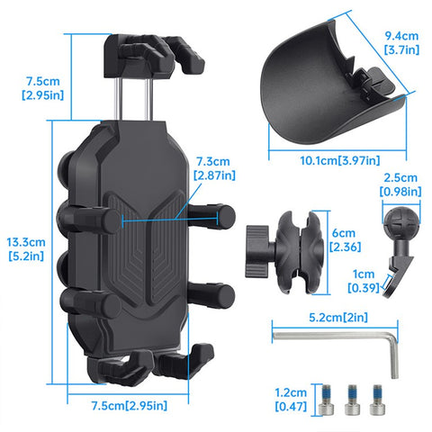 WUPP CS-1988A2 Rearview Mirror Phone Mount Adjustable Motorcycle Bike CNC Ball Head Aluminum Alloy Phone Holder