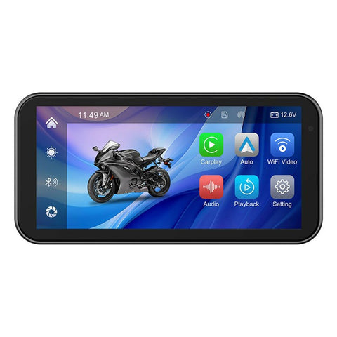 F83 6.25-inch Screen Motorbike Camcorder DVR Bluetooth-compatible Carplay Motorcycle Dual Lens Video Recorder