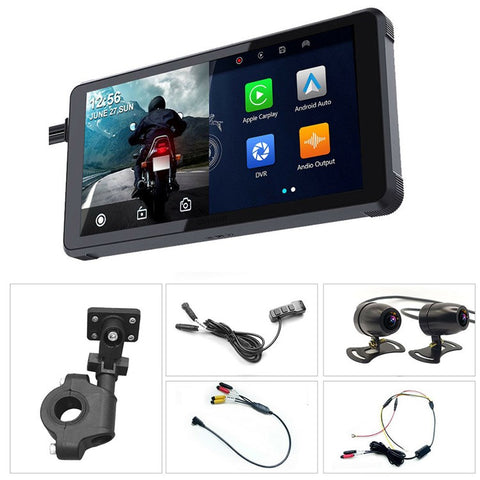 F83 6.25-inch Screen Motorbike Camcorder DVR Bluetooth-compatible Carplay Motorcycle Dual Lens Video Recorder