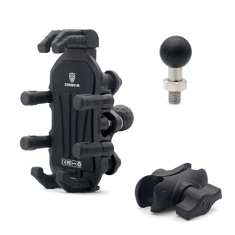 WUPP ZH-1990A2 Motorbike Phone Holder Anti-Shock Aluminium Alloy Phone Mount with M10 Ball