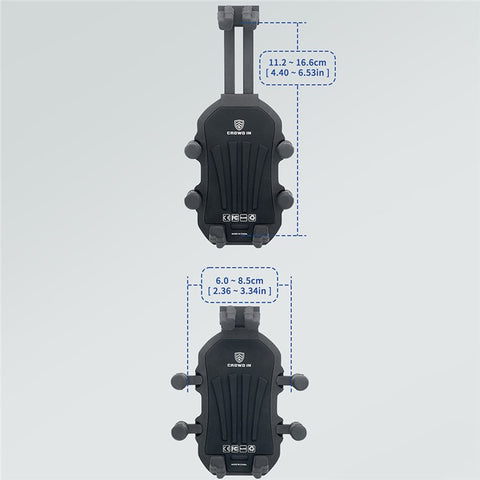 WUPP ZH-1990A2 Motorbike Phone Holder Anti-Shock Aluminium Alloy Phone Mount with M10 Ball