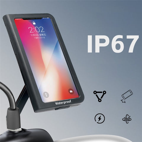 WUPP CS-1937A1 Motorcycle Rearview Mirror Phone Holder Waterproof Phone Mount Case for Electric Bikes