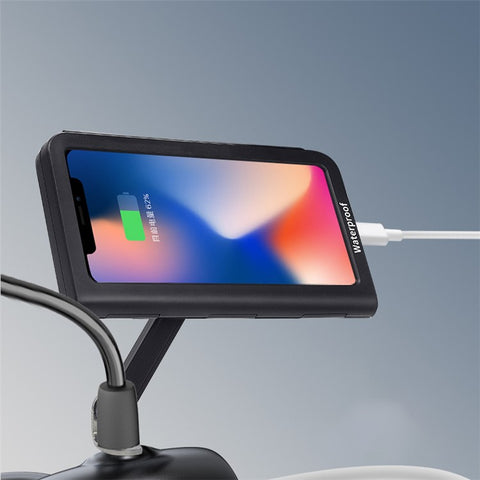 WUPP CS-1937A1 Motorcycle Rearview Mirror Phone Holder Waterproof Phone Mount Case for Electric Bikes