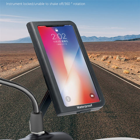 WUPP CS-1937A1 Motorcycle Rearview Mirror Phone Holder Waterproof Phone Mount Case for Electric Bikes