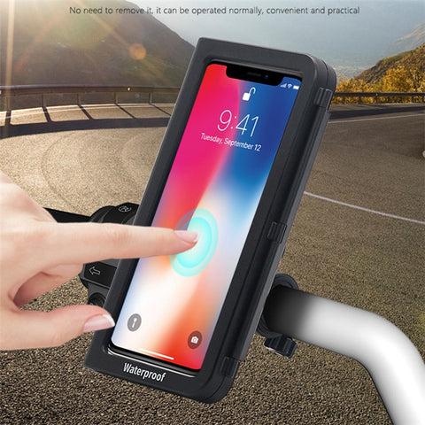 WUPP CS-1937B1 Motorbike Handlebar Phone Holder Sensitive Touch IP67 Waterproof Phone Case
