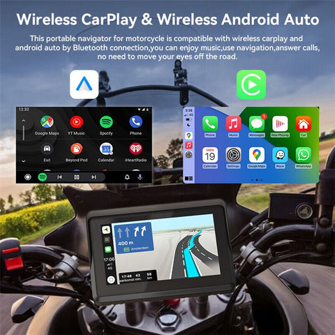 W512A 5 inch IPS Touch Screen 2.4G / 5G WiFi Motorcycle Navigation Screen with Wireless Carplay Android Auto
