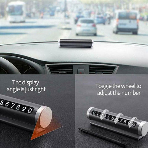 Aluminum Alloy+PC Roller Design Car Stop Sign Phone Number Plate Temporary Parking Card