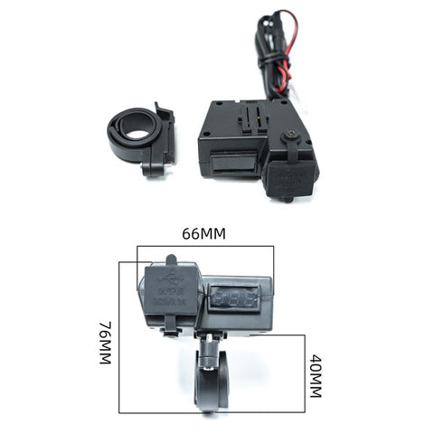 KAAWAZONO Motorcycle Handlebar Dual USB Mobile Phone Charger Electric Motorcycle 2.1A Fast Charge Adapter with Switch