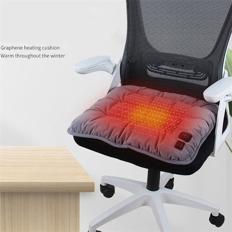 45 x 45 x 8cm Heated Cushion Car Velvet Seat Cushion Car Chair Cover Mat USB Heating Seat Pad