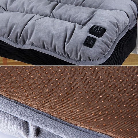 45 x 45 x 8cm Heated Cushion Car Velvet Seat Cushion Car Chair Cover Mat USB Heating Seat Pad