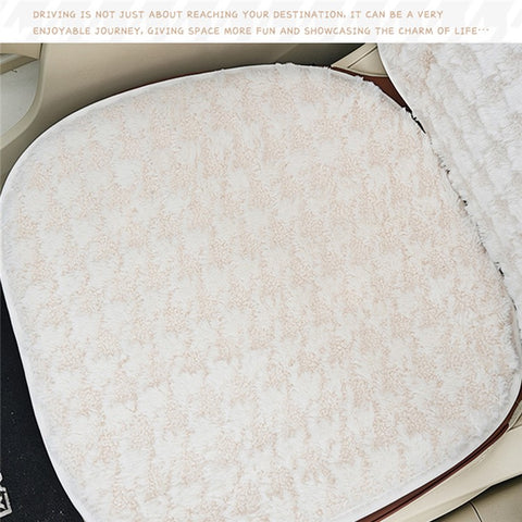 2Pcs Soft Plush Car Front Seat Mat + 2pcs Non-slip Backrest Cushion Cover