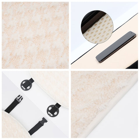 2Pcs Soft Plush Car Front Seat Mat + 2pcs Non-slip Backrest Cushion Cover