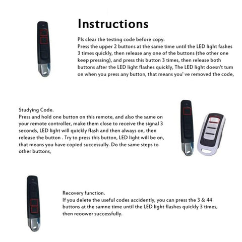 4-in-1 433MHz Remote Control Duplicator Car Garage Door Remote Copy Remote Controller