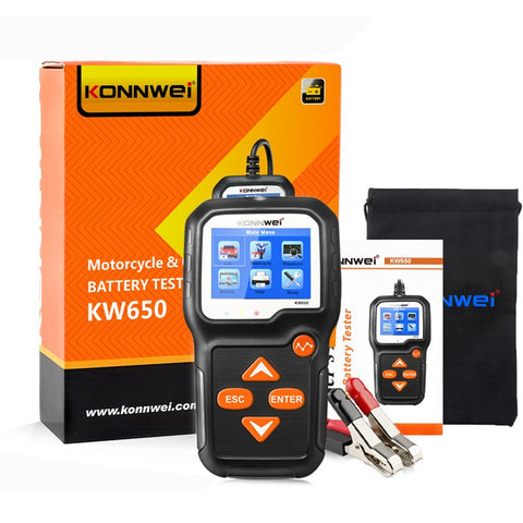 KONNWEI KW650 6-12V Car Motorcycle Battery Tester Charging Cranking Test Tool Battery Analyzer 100 to 2000 CCA