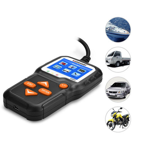 KONNWEI KW650 6-12V Car Motorcycle Battery Tester Charging Cranking Test Tool Battery Analyzer 100 to 2000 CCA