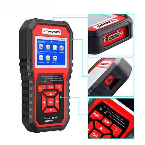KONNWEI KW850 OBD2 Scanner Code Reader OBD II Automotive Scanner Car Diagnostic Scan Tool Check Engine Tool (Support 8 Languages)