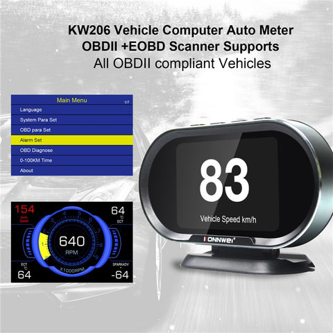KONNWEI KW206 Auto Diagnostic Scanner Auto Onboard Computer Gauge + OBDII Engine Scanner