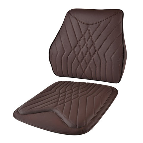 TK036 2Pcs / Set Nappa Texture PU Leather + Memory Foam Car Seat Cushion Lumbar Support Pillow