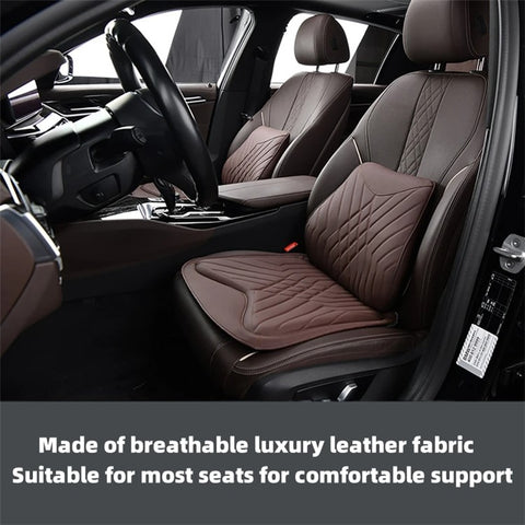 TK036 2Pcs / Set Nappa Texture PU Leather + Memory Foam Car Seat Cushion Lumbar Support Pillow