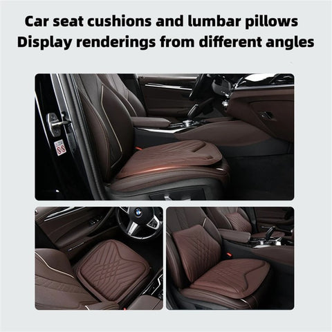 TK036 2Pcs / Set Nappa Texture PU Leather + Memory Foam Car Seat Cushion Lumbar Support Pillow