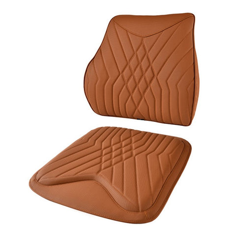 TK036 2Pcs / Set Nappa Texture PU Leather + Memory Foam Car Seat Cushion Lumbar Support Pillow