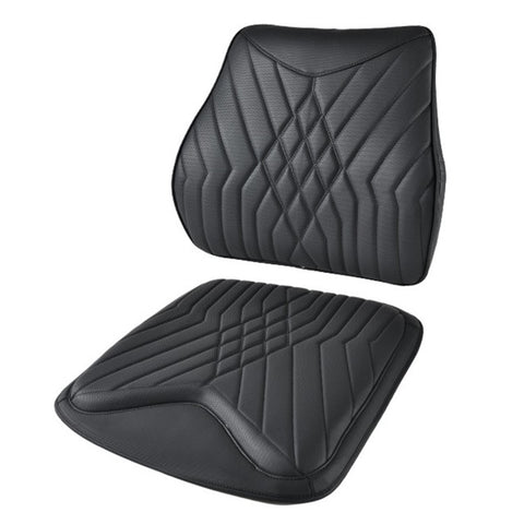 TK036 2Pcs / Set Nappa Texture PU Leather + Memory Foam Car Seat Cushion Lumbar Support Pillow