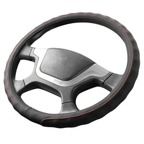 38CM Skin-Friendly Leather Truck Steering Wheel Sleeve Anti-Slip Design Protector Cover