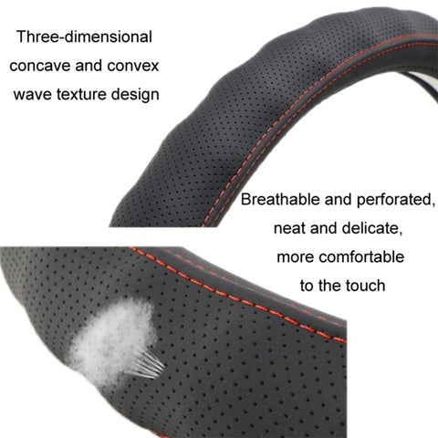 38CM Skin-Friendly Leather Truck Steering Wheel Sleeve Anti-Slip Design Protector Cover