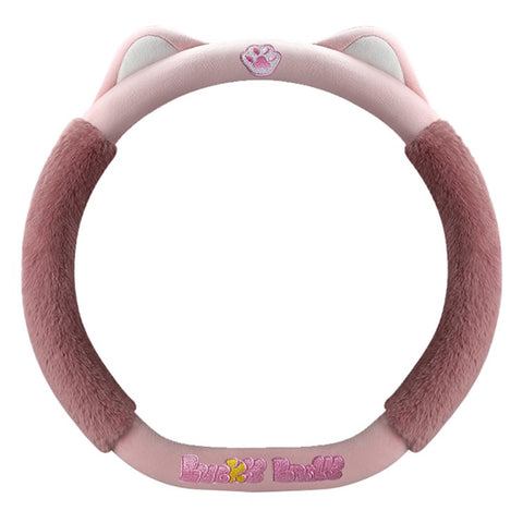 38cm Plush Steering Wheel Cover Cute Cat Non-Slip Car Steering Wheel Protector for Winter Warm