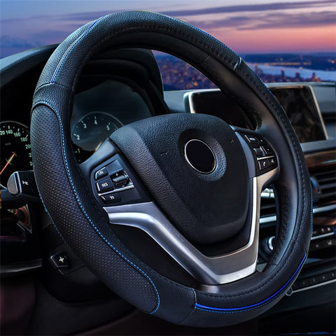 38cm Round Car Steering Wheel Cover Breathable Imitation Leather Steering Wheel Sleeve