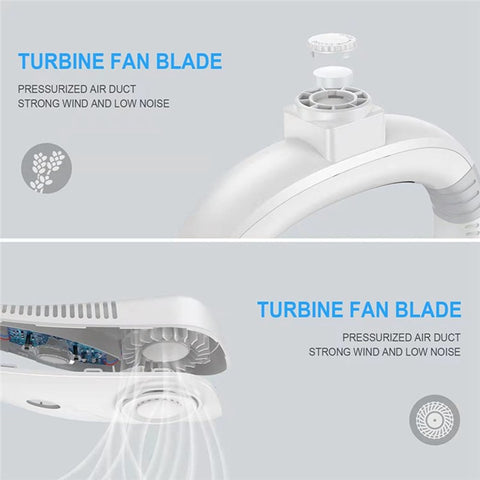 Aromatherapy Summer Air Cooling Neck Fan Leafless Hanging Neck Fan Bladeless Ventilator USB Rechargeable Neckband Fans Air Cooler