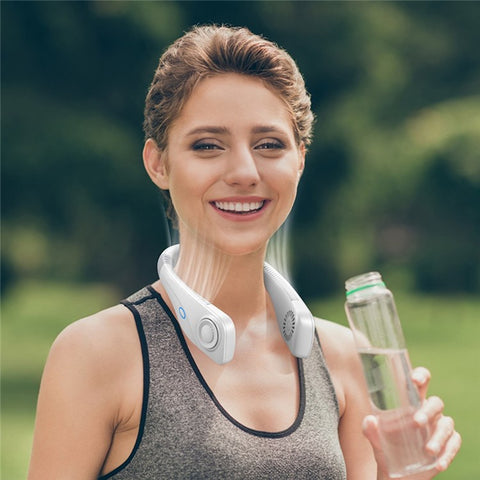 Aromatherapy Summer Air Cooling Neck Fan Leafless Hanging Neck Fan Bladeless Ventilator USB Rechargeable Neckband Fans Air Cooler