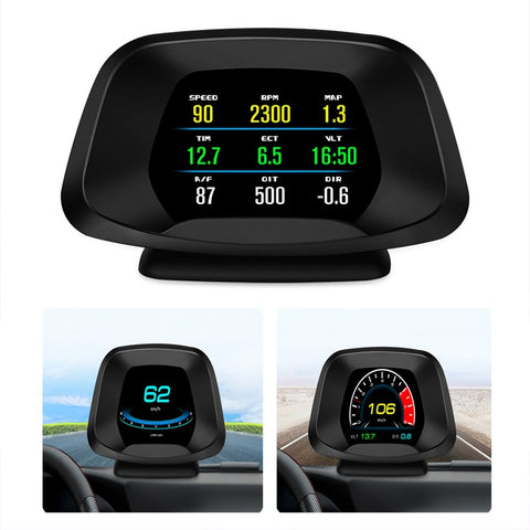 P19 HUD Device Multi-functional Smart Digital Meter Universal Car Speedometer LCD Display OBD GPS Scanner Diagnostic Tool Speed Alarm