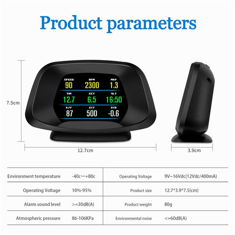 P19 HUD Device Multi-functional Smart Digital Meter Universal Car Speedometer LCD Display OBD GPS Scanner Diagnostic Tool Speed Alarm