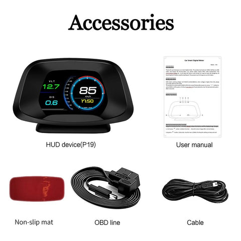 P19 HUD Device Multi-functional Smart Digital Meter Universal Car Speedometer LCD Display OBD GPS Scanner Diagnostic Tool Speed Alarm