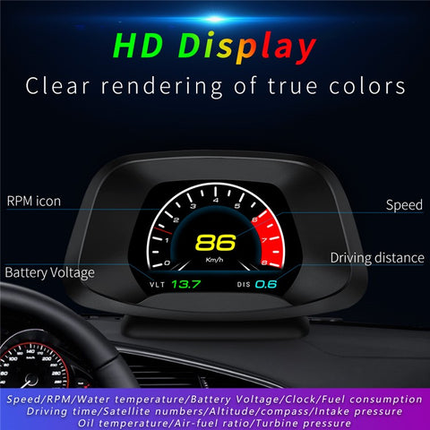 P19 HUD Device Multi-functional Smart Digital Meter Universal Car Speedometer LCD Display OBD GPS Scanner Diagnostic Tool Speed Alarm