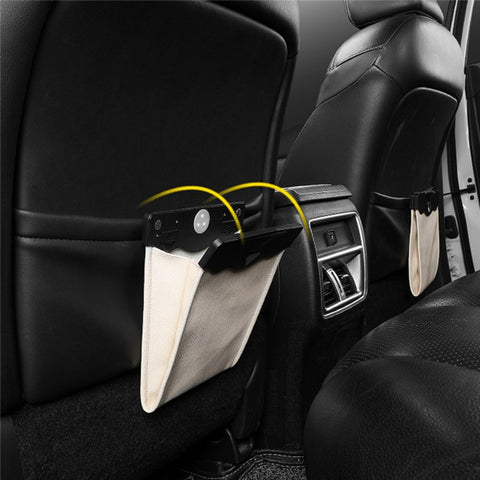PU Leather+PC Car Trash Bag LED Light Magnetic Closure Garbage Bag Vehicle Rubbish Container Garbage Can