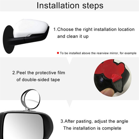 3R 045 70mm Safety Driving Car Blind Spot Mirror Wide Angle 360 Degree Adjustable Clear Rearview Mirror
