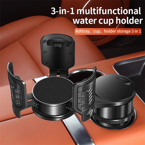 3-in-1 Multifunctional Car Water Cup Holder with Removable Ashtray Anti-Slip Adjustable Car Cup Drink Holder Expander Adapter